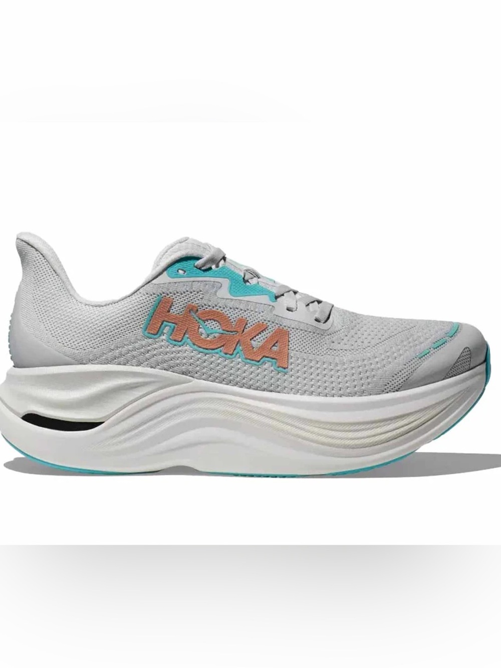 HOKA Skyward X in Gray / Teal, size 8.5